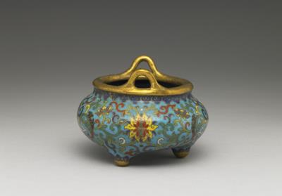 图片[3]-Copper incense burner with cloisonne enamel decor, Qing dynasty, Qianlong reign (1736-1795)-China Archive